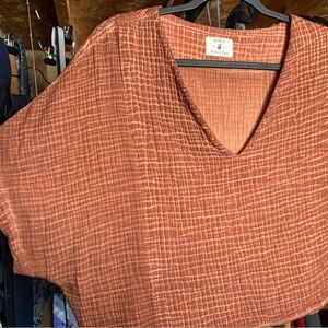 IKRIX by Pokoloko Rust 100% cotton V-Neck Crop Top